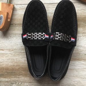 Driving shoes black with silver and black accents